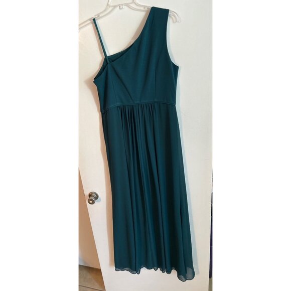 Adrianna Papell Women One Shoulder Hunter Green Maxi Dress Size 14 - Picture 6 of 6